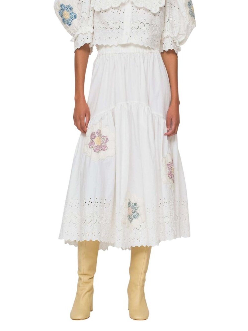 Sea of NY Violette Patch Skirt in white XXSmall New Womens Long Maxi Boho